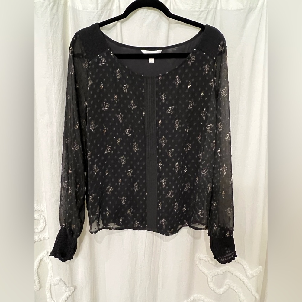 Lauren Conrad Embroidered Lined Sheer Top